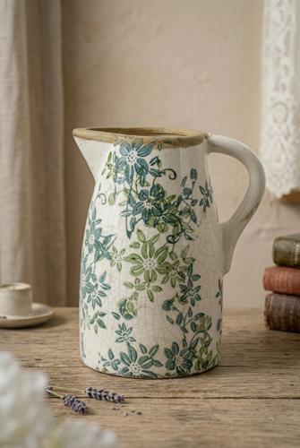 Ceramic Green Floral Decorative Jug 160x120x190