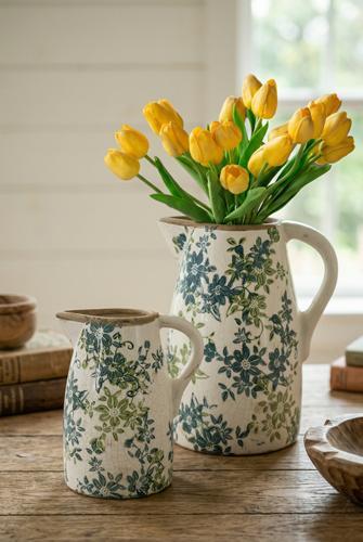 Ceramic Green Floral Decorative Jug 160x120x190