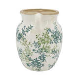 Ceramic Green & Blue Floral Vase 225x190x245