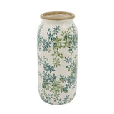 Ceramic Green & Blue Floral Vase 140x140x320