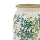 Ceramic Green & Blue Floral Vase 140x140x320