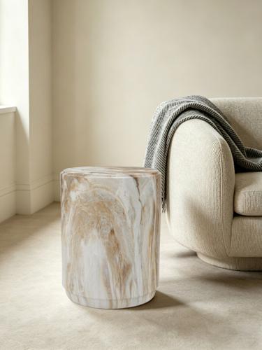 Faux Marble Accent Stool - SE3116