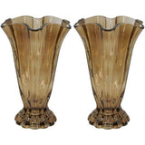 Brown Ruffle Glass Vase Set of 2
