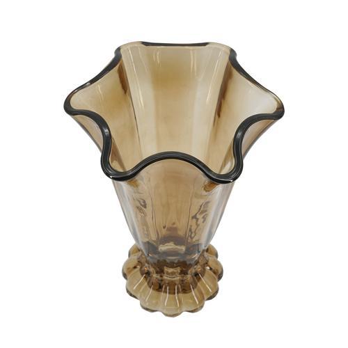 Brown Ruffle Glass Vase Set of 2