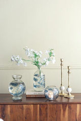 Blue Botanical Painted Glass Vase 140x140x125