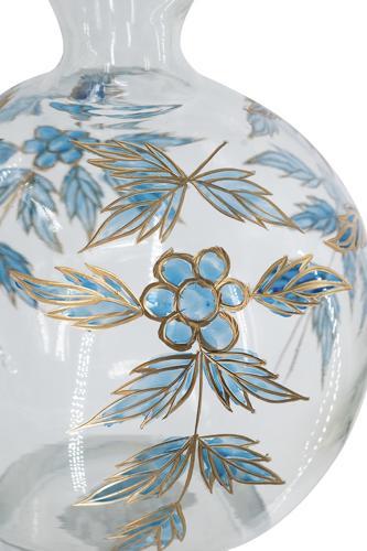 Blue Botanical Painted Glass Vase 203x203x229