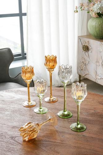Tulip Glass Candle Holder Set of 3 - SE3154
