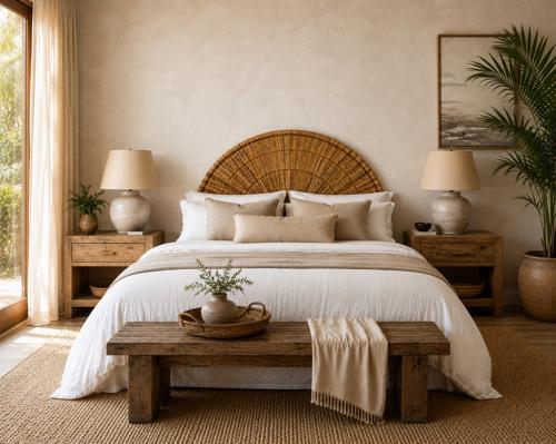 Natural Banana Leaf Queen Headboard - WN6002