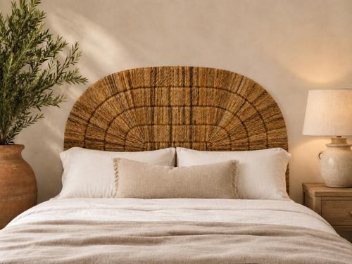Natural Banana Leaf Queen Headboard - WN6003