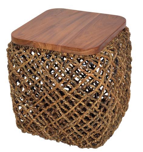 Banana Leaf & Teak Storage Coffee Table Set of 3