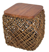 Banana Leaf & Teak Storage Coffee Table Set of 3