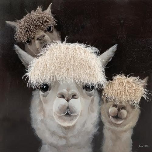 Bad Hair Day 3 Alpaca Canvas Wall Art 3D Faux Hair 800x800