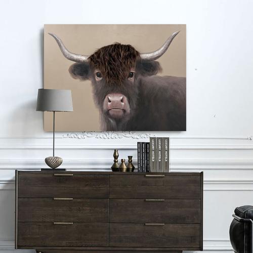 Bad Hair Day Highland Cow Canvas Wall Art 3D Faux Hair 750x1000