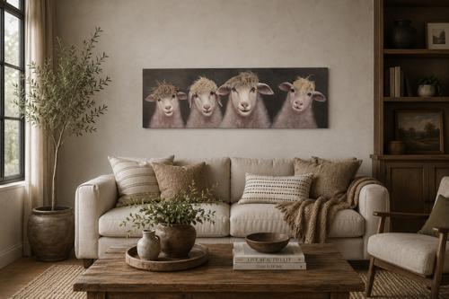 Bad Hair Day 4 Sheep Canvas Wall Art 500x1500
