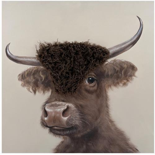 Bad Hair Day Highland Cow Canvas Wall Art 3D Faux Hair 800x800