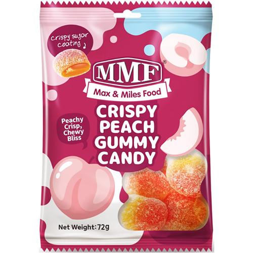 MMF Crispy Peach Gummy Candy 72g - (Pack of 24)