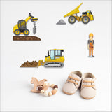 Colorful wall art featuring a pop-out construction bulldozer set, perfect for kids' rooms and imaginative decor.