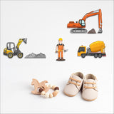 Colorful pop-out construction digger wall art, perfect for kids' rooms, enhancing decor with creativity and fun.