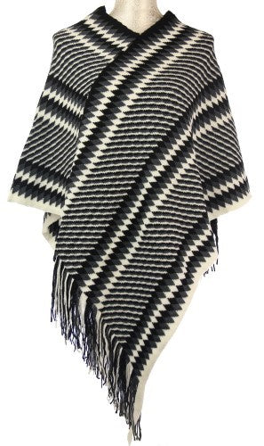 Gina Zigzag Poncho BLACK