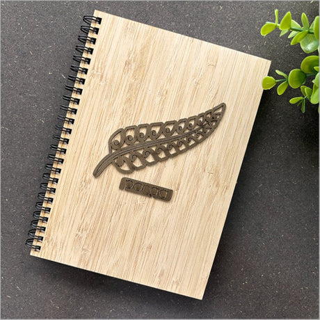 Bamboo Journal with Rimu Veneer, 160mm x 210mm, 110 pages of 110gsm paper; perfect for journaling, sketching, and eco-friendly use.