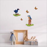 Vibrant wall art set featuring laser-cut Pukeko and Kingfisher designs on textured board, perfect for home decor.