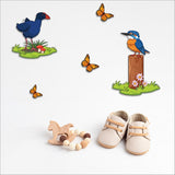 Colorful pop-out wall art set featuring Pukeko and Kingfisher, handcrafted from textured board in New Zealand.