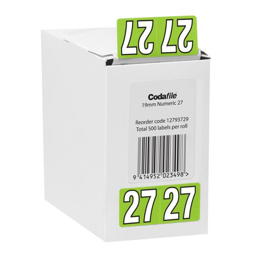 Codafile Label 19mm Year 2027 Roll 500