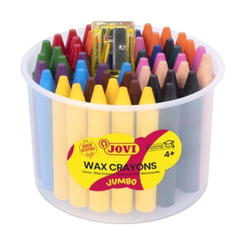 Jovi Wax Crayon & Sharpener Pot 60 Pieces