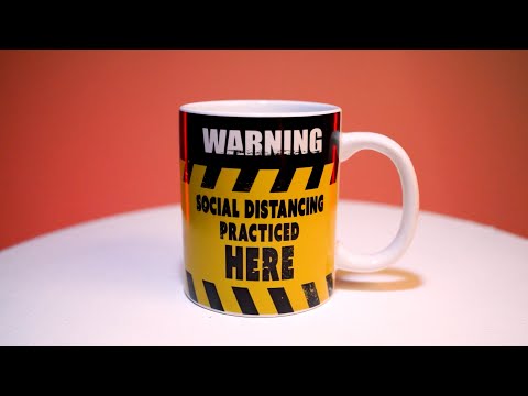 Coffee Mug - Social Distancing Warning Sign (9.5cm)
