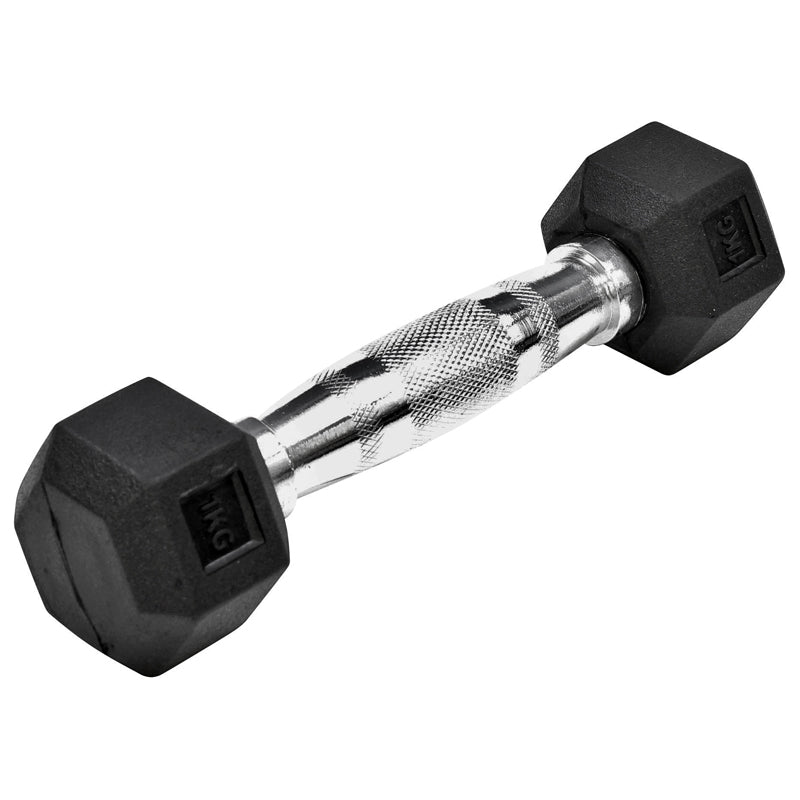Rubber Hex Dumbells 1kg Ea