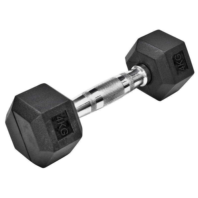 Rubber Hex Dumbells 4kg Ea
