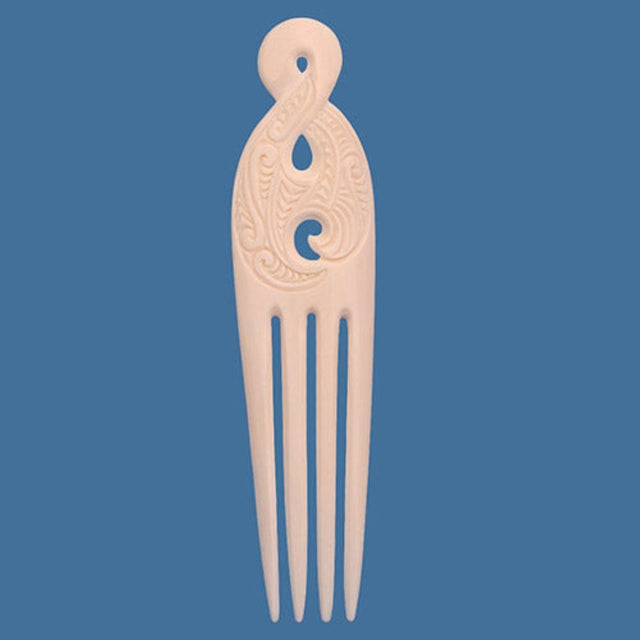 Extra-large bone double twist Heru (19 x 4cm), showcasing natural variations and symbolizing life's intricate connections.