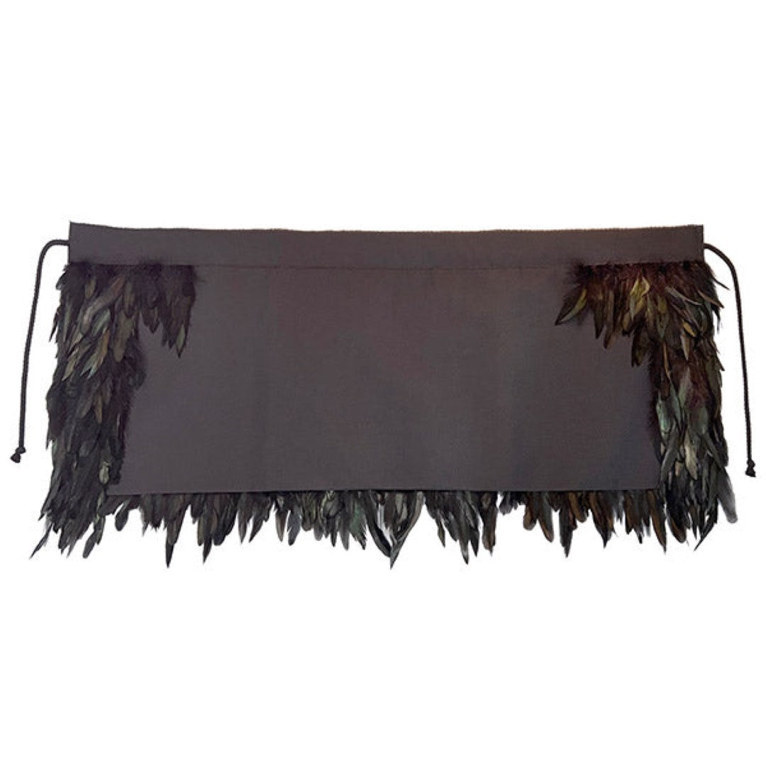 Half Length Korowai Matariki cape in black, featuring vibrant celestial patterns, handcrafted by M?ori artisans for cultural significance.