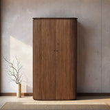 Old Elm Cabinet (1.22m x 45cm x 2.2m) featuring elegant doors, ample storage, and a natural wood finish for timeless style.