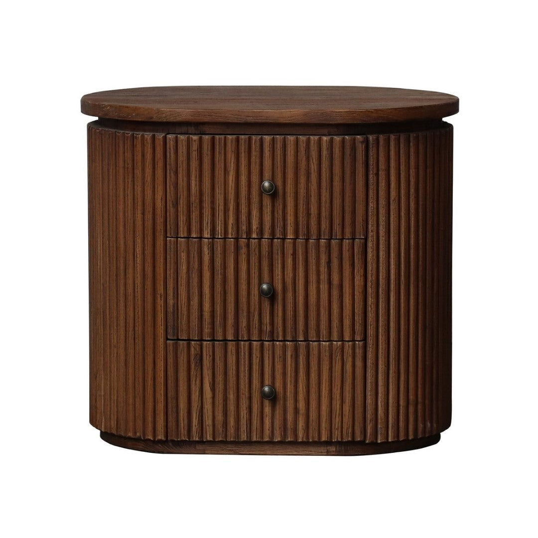 Compact Old Elm bedside lamp table, 66x48x60 cm, features a smooth surface for lamps, books, and essentials, combining style and functionality.