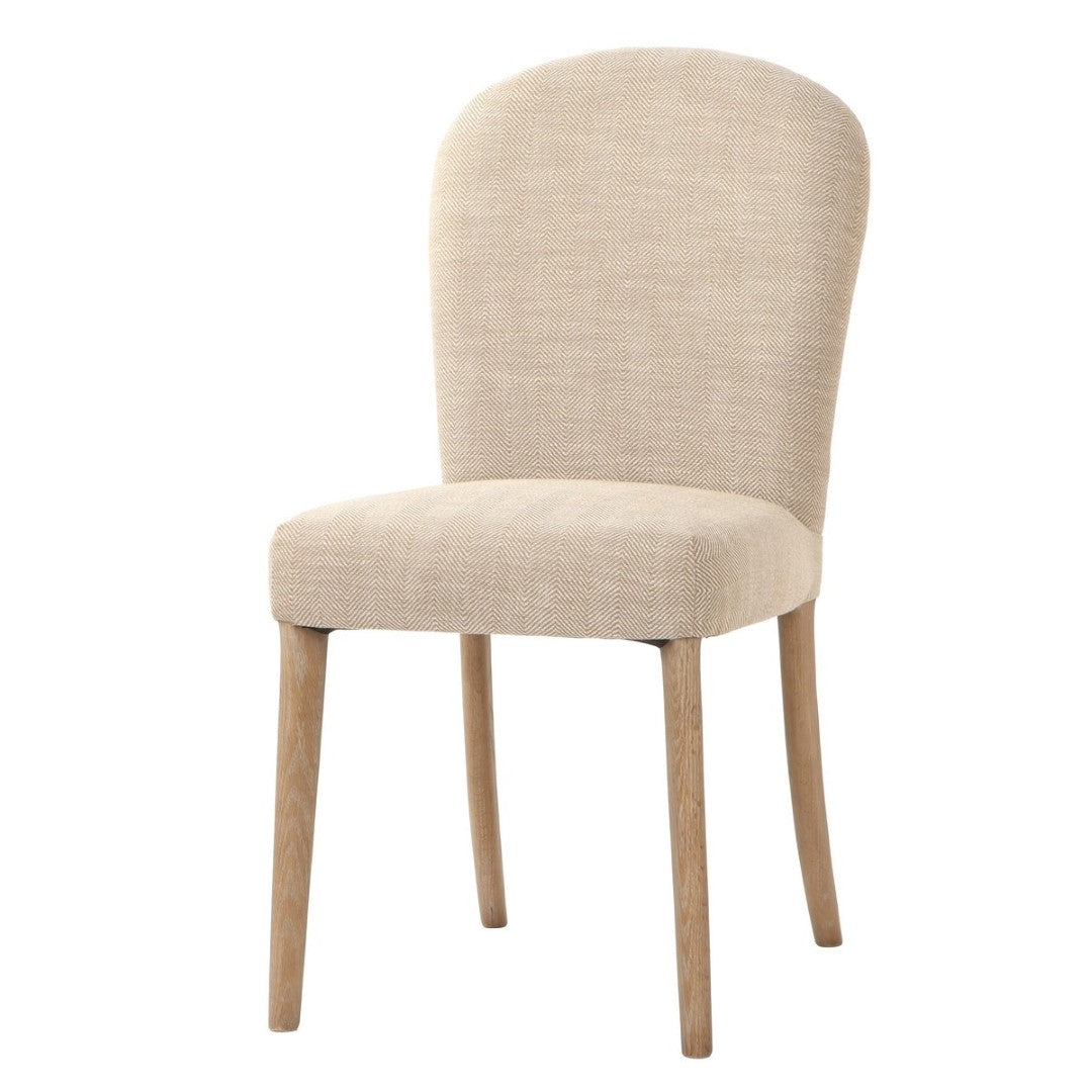 Amberley Fabric Dining Chair featuring leather handle, studs, and a cozy poly/cotton seat on a durable ash wood frame.