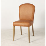 Amberley Tan Top Grain Leather Dining Chair with handle and studs, combining elegance, comfort, and sturdy ash wood legs.