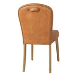 Amberley Tan Leather Dining Chair with handle and studs, featuring luxurious upholstery and sturdy ash wood legs for elegance and comfort.