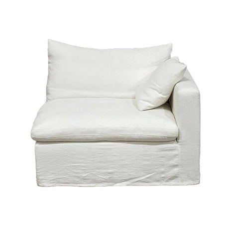 Plush Carlton Right Chaise Suite in Cloud color, featuring clean lines and generous cushioning for stylish relaxation.