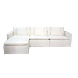 Stylish Carlton Ottoman in soft cloud color, 80x80x47cm, perfect for seating, footrest, or chic coffee table alternative.