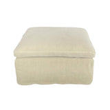 Hemp-colored Carlton Ottoman, plush upholstery, versatile for seating or footrest, enhancing contemporary living spaces.