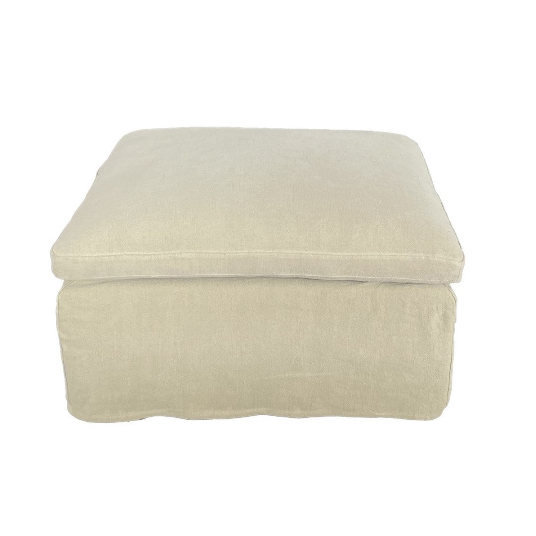 Sophisticated hemp-colored Carlton Ottoman, ideal for seating or footrest, with plush upholstery and modern design.