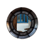 Round antique silver mirror (82cm) adds elegance and depth to any room, blending modern and vintage decor styles.