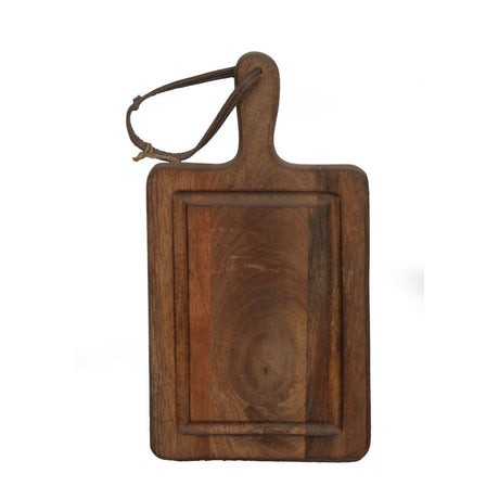 Natural mango wood chopping board (22x42cm) for versatile food prep, stylish design, and durable use in the kitchen.