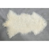 Tibetan Long Wool Sheepskin rug in natural white, 60x90cm, soft and luxurious, perfect for home decor and comfort.