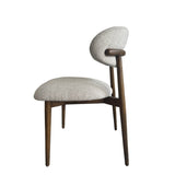 Elegant Oscar dining chair in natural linen fabric with solid rubber wood frame, perfect for modern dining spaces.