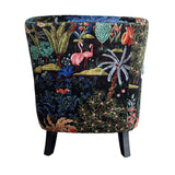 Flamingo Occasional Chair with printed velvet upholstery and tall slim legs, offering elegance and comfort in any room.