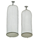 Set of 2 modern wire cloches, perfect for showcasing plants or candles, crafted from durable metal for stylish decor.