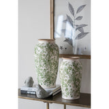 Elegant green and white ceramic flower vase, perfect for showcasing floral arrangements, measuring 19.5 x 19.5 x 29.5cm.