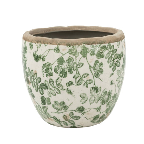 Elegant green and white ceramic flower vase (18.5x18.5x17cm) perfect for showcasing fresh or artificial blooms.